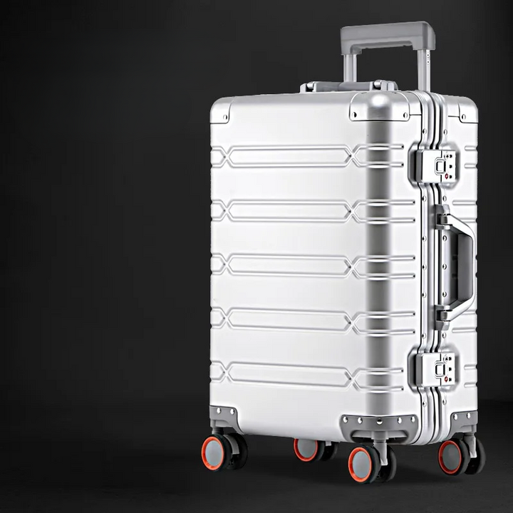 Aluminiumkoffer | Verscheidene Größen | TSA-Schloss | Universalrollen-S (44 L)-Silber-Luzern Mode