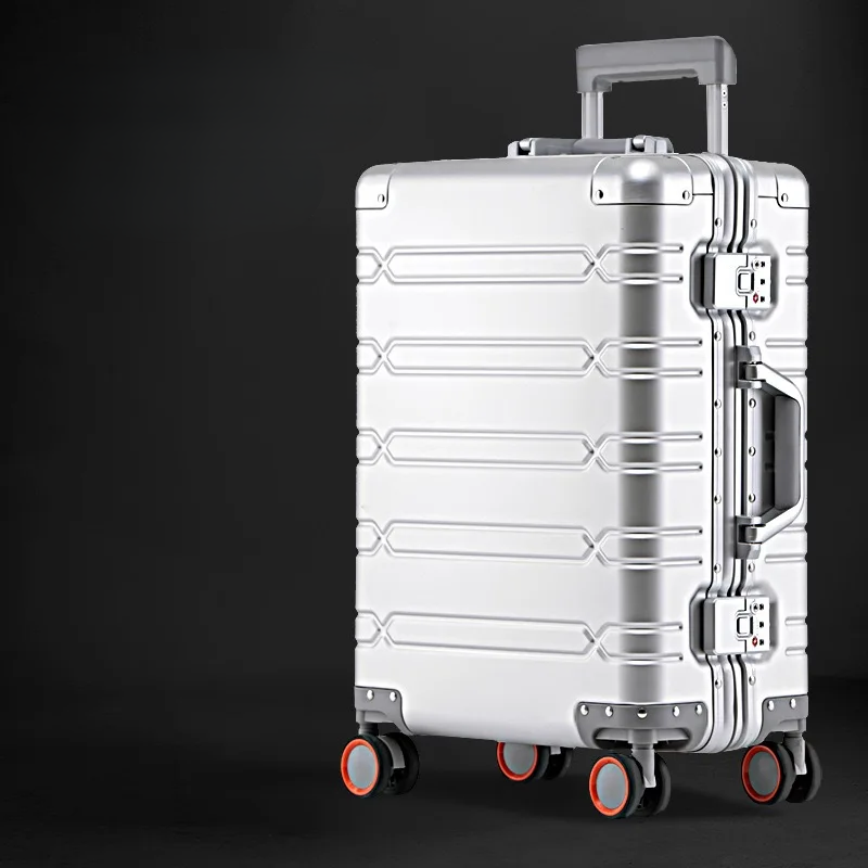 Aluminiumkoffer | Verscheidene Größen | TSA-Schloss | Universalrollen-S (44 L)-Silber-Luzern Mode