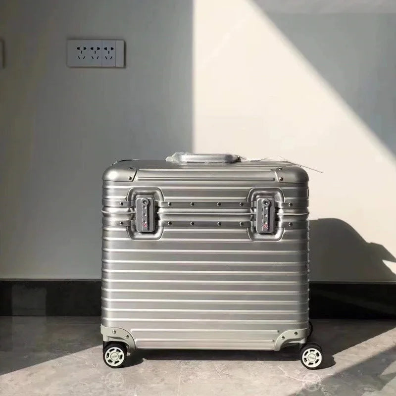 Hartschalenkoffer | Aluminium | 4 Universalrollen | TSA-Zahlenschloss-Silber-S (43 L)-Luzern Mode