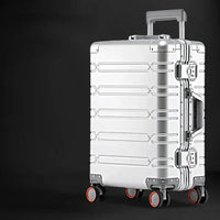 Aluminium Reisekoffer | TSA-Zahlenschloss | Doppelspinnerrollen-Silber-S (37 L)-Luzern Mode