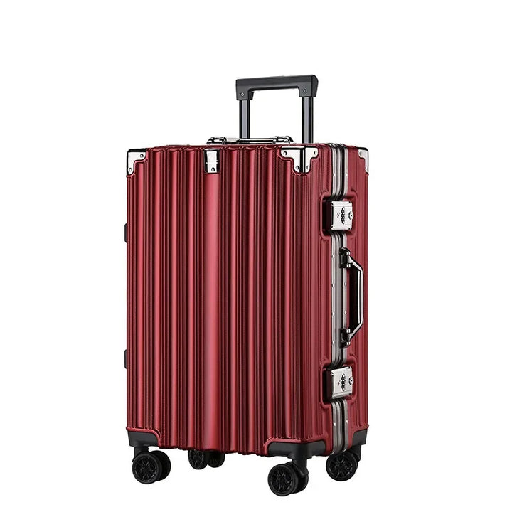 Aluminiumkoffer | Hartschale | Doppelte Rollen | Zahlenschloss-Rot-S (38 L)-Luzern Mode