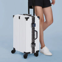 Aluminiumkoffer | Hartschale | Doppelte Rollen | Zahlenschloss-Weiß-S (38 L)-Luzern Mode