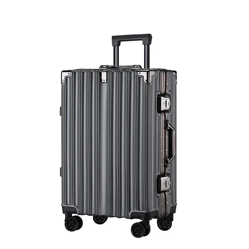 Hartschalenkoffer | Aluminiumrahmen | Stabil | Robust | Zahlenschloss-Grau-S (40 L)-Luzern Mode