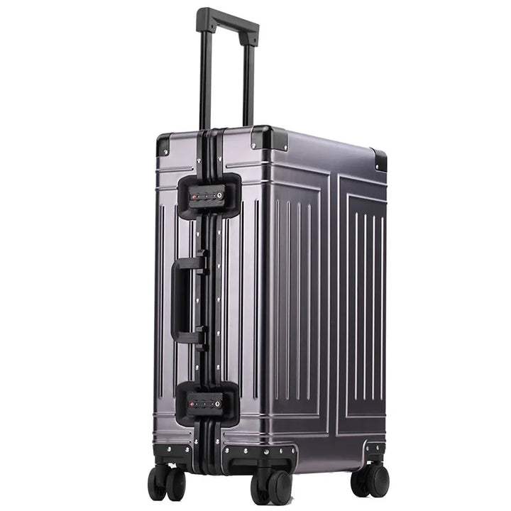 Aluminiumrahmen-Hartschalenkoffer | Robust | Modern | Universalrollen-Grau-S (42 L)-Luzern Mode