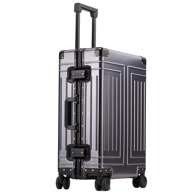 Aluminiumrahmen-Hartschalenkoffer | Robust | Modern | Universalrollen-Grau-S (42 L)-Luzern Mode