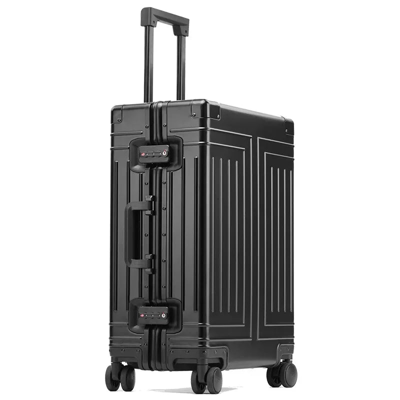 Aluminiumrahmen-Hartschalenkoffer | Robust | Modern | Universalrollen-Schwarz-S (42 L)-Luzern Mode