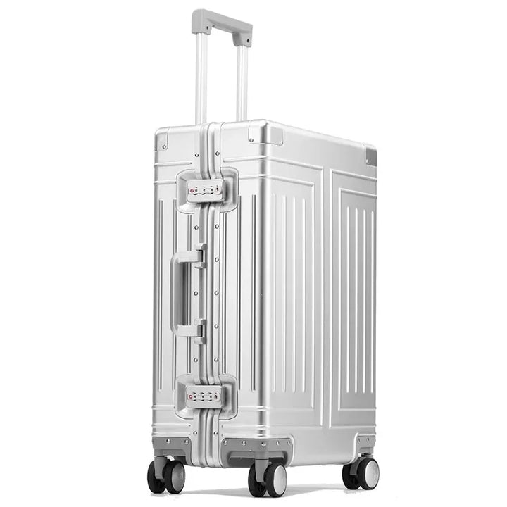 Aluminiumrahmen-Hartschalenkoffer | Robust | Modern | Universalrollen-Silber-S (42 L)-Luzern Mode