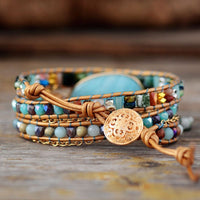 Wickelarmband | Meeresblau Amazonit Boho Stilvoll Heilend Handgefertigt-Luzern Mode