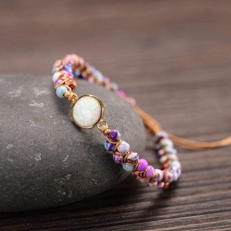 Amethyst Opal Yoga Armband - Handgefertigtes Schmuckstück-Rosa-Luzern Mode