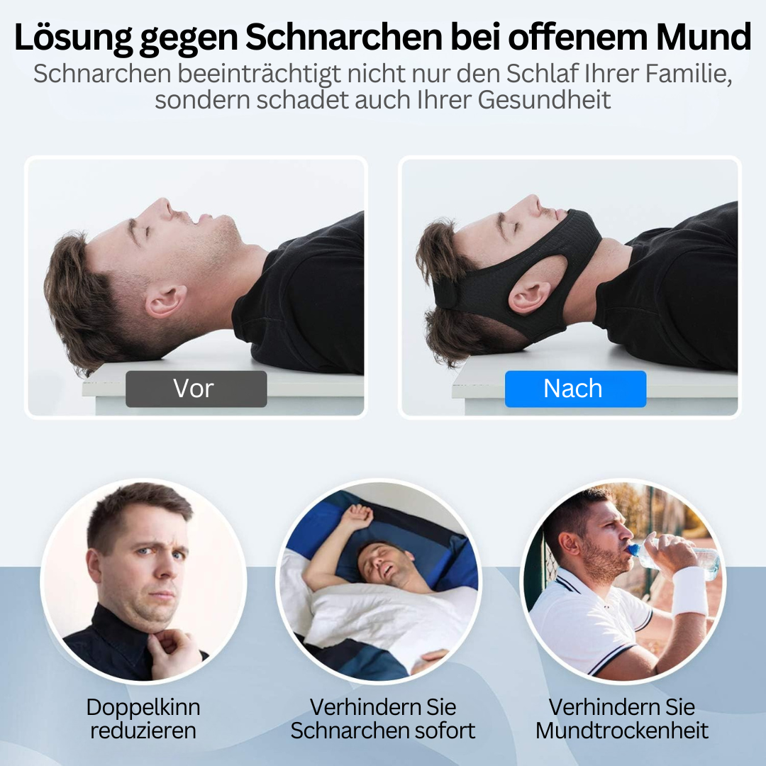 Anti-Schnarch-Kinnband | Bequem Langlebig Atmungsaktiv Verstellbar Schwarz-Luzern Mode