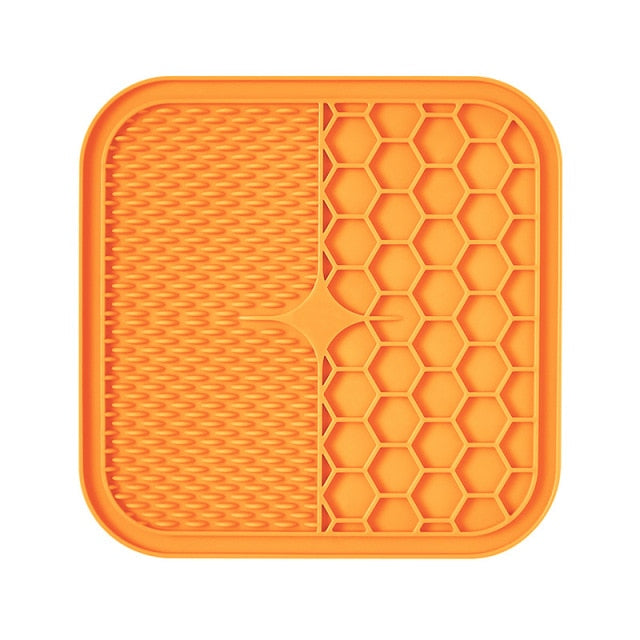 Hunde Likmat | Anti-Stress | Latex | Textur | Tierfreundlich | Saugnapf-Orange-S (15x15 cm)-Luzern Mode