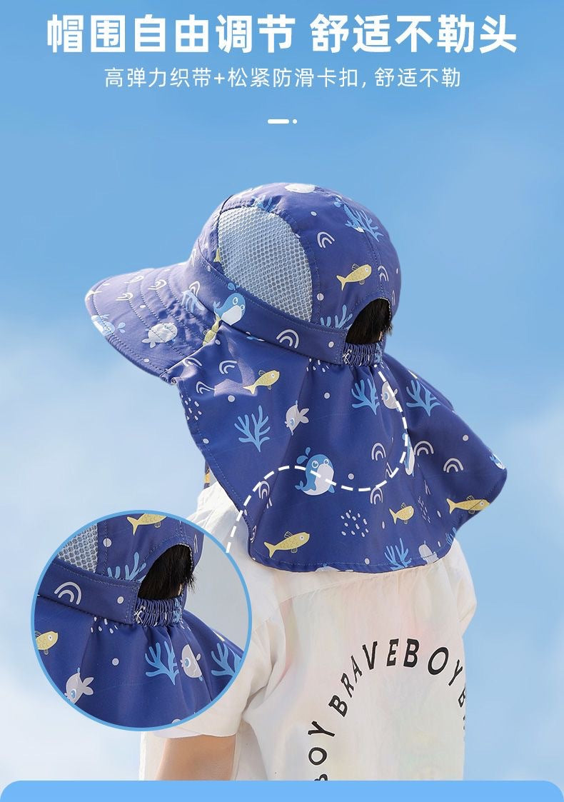Unisex Kinder Sonnenhut mit UV-Schutz und Nackenschutz-Luzern Mode
