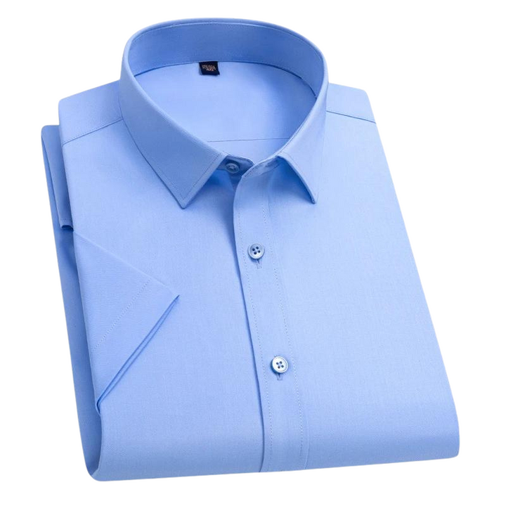 Herren Hemd | Lange Ärmel | Fleckenresistent | Knitterfrei | Kragen | Uni-Hellblau-M-Luzern Mode