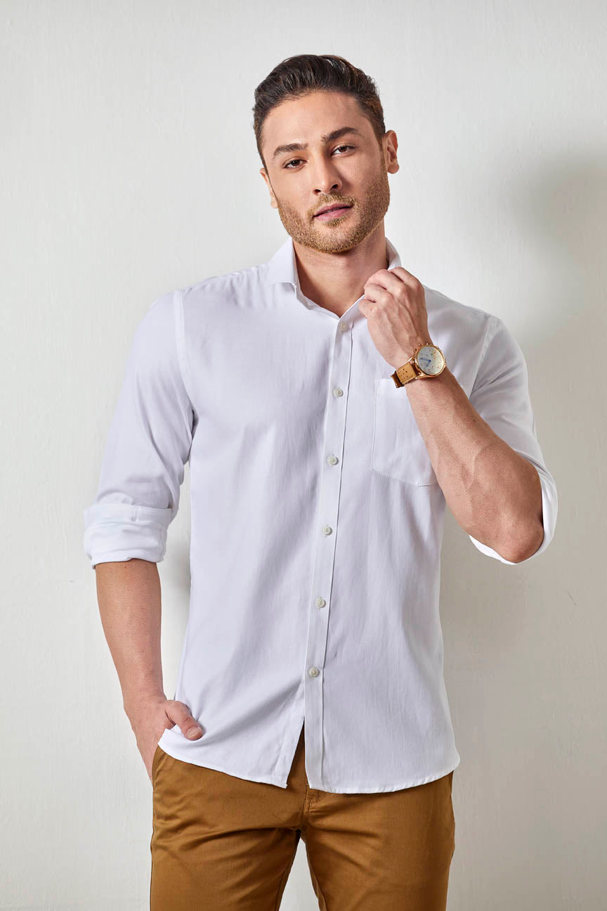 Herren Hemd | Lange Ärmel | Fleckenresistent | Knitterfrei | Kragen | Uni-Luzern Mode