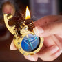 Antike Feuerzeug | Rund | Transparent | Kerosin | Nachfüllbar | Metall-Gold-Luzern Mode