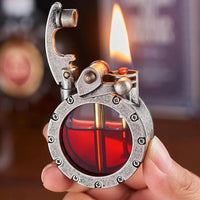 Antike Feuerzeug | Rund | Transparent | Kerosin | Nachfüllbar | Metall-Silber-Luzern Mode