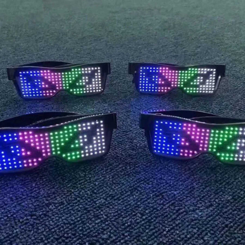 LED Feierbrille | Programmierbar | Text | Animation | 200 Lampen-Luzern Mode