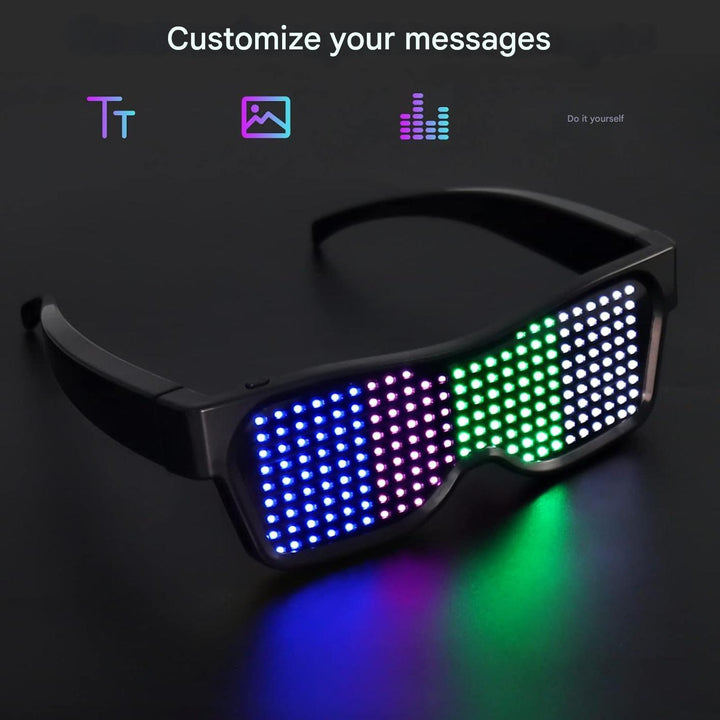 LED Feierbrille | Programmierbar | Text | Animation | 200 Lampen-Luzern Mode