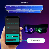 LED Feierbrille | Programmierbar | Text | Animation | 200 Lampen-Luzern Mode