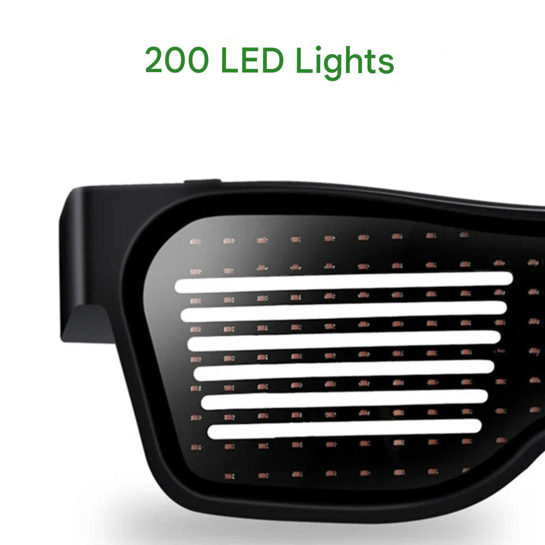 LED Feierbrille | Programmierbar | Text | Animation | 200 Lampen-Luzern Mode