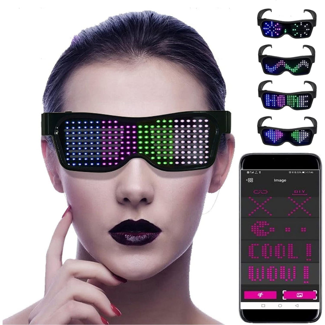 LED Feierbrille | Programmierbar | Text | Animation | 200 Lampen-Luzern Mode