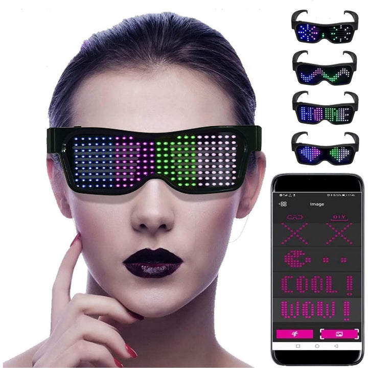 LED Feierbrille | Programmierbar | Text | Animation | 200 Lampen-Luzern Mode