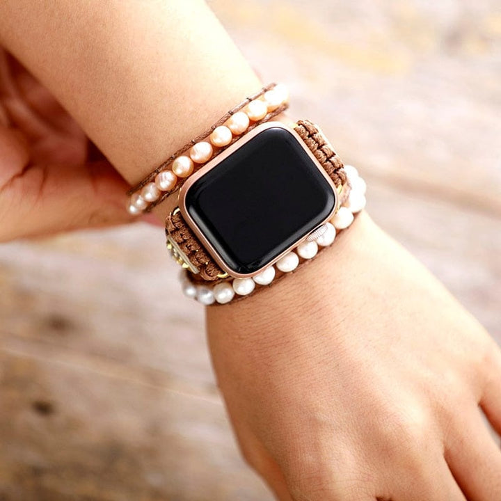 Apple Watch Armband | Wickelband Süßwasserperlen Stilvoll Boho Handgefertigt-Luzern Mode