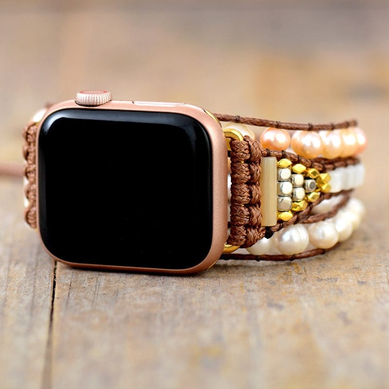 Apple Watch Armband | Wickelband Süßwasserperlen Stilvoll Boho Handgefertigt-Luzern Mode