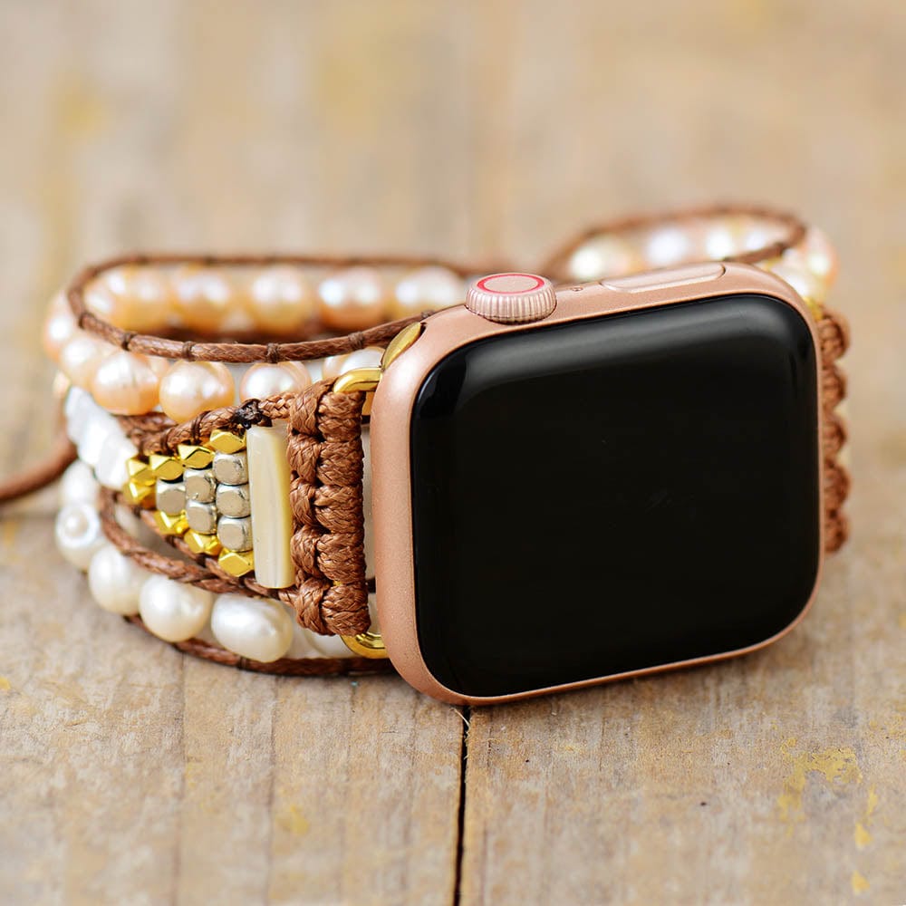 Apple Watch Armband | Wickelband Süßwasserperlen Stilvoll Boho Handgefertigt-Luzern Mode