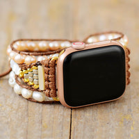 Apple Watch Armband | Wickelband Süßwasserperlen Stilvoll Boho Handgefertigt-Luzern Mode