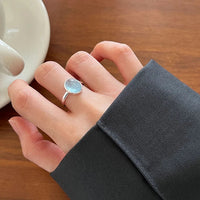 Silberring | Aquamarin Stilvoll Verstellbar One Size Langlebig-Luzern Mode