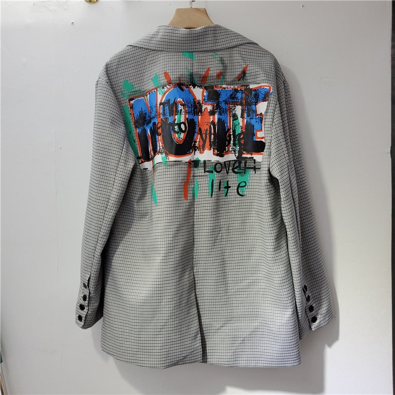Oversized Graffiti Blazer Herren - Stilvolles Streetwear Sakko-Luzern Mode