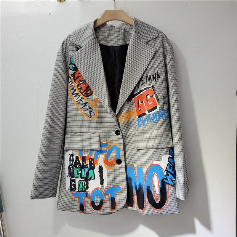 Oversized Graffiti Blazer Herren - Stilvolles Streetwear Sakko-S-Luzern Mode