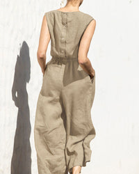 Damen Jumpsuit | Weit Geschnitten | Elastische Taille | Ärmellos-Luzern Mode