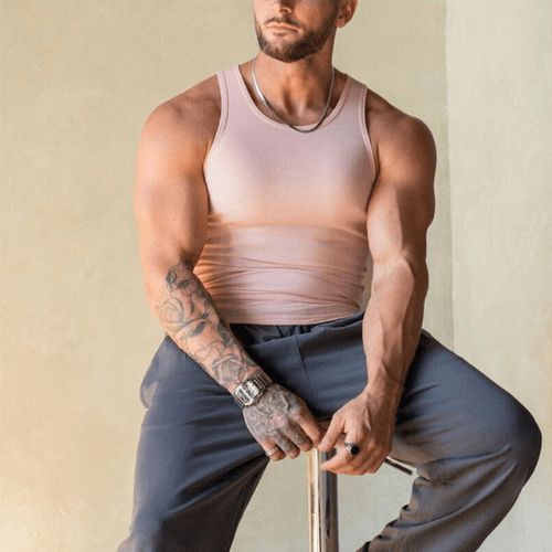 Ärmelloses T-Shirt Herren | Atmungsaktiv | Sommer | Sport | Freizeit | Schnell trocken-Rosa-M-Luzern Mode