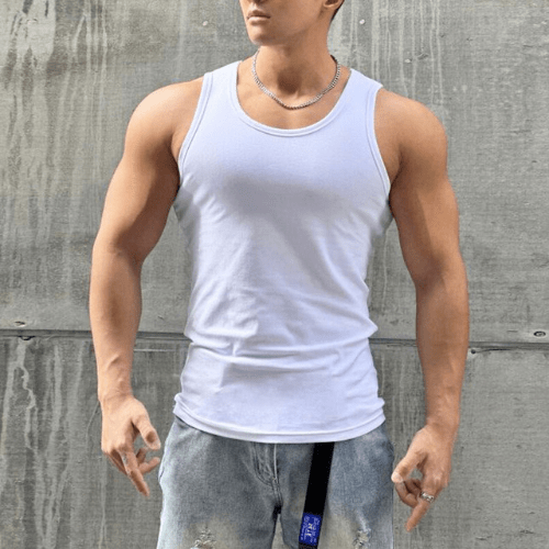 Ärmelloses T-Shirt Herren | Atmungsaktiv | Sommer | Sport | Freizeit | Schnell trocken-Weiß-M-Luzern Mode