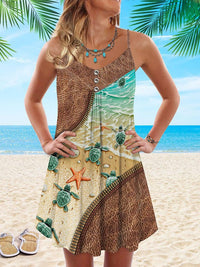 Sommerkleid Damen | Minitragkleid | Ärmellos | Blumen | Strand | Leicht-Seestern 2-S-Luzern Mode