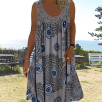 Ärmelloses Sommerkleid | Luftig & Komfortabel | Verspielter Druck | Knielänge-Kaffeebraun-S-Luzern Mode
