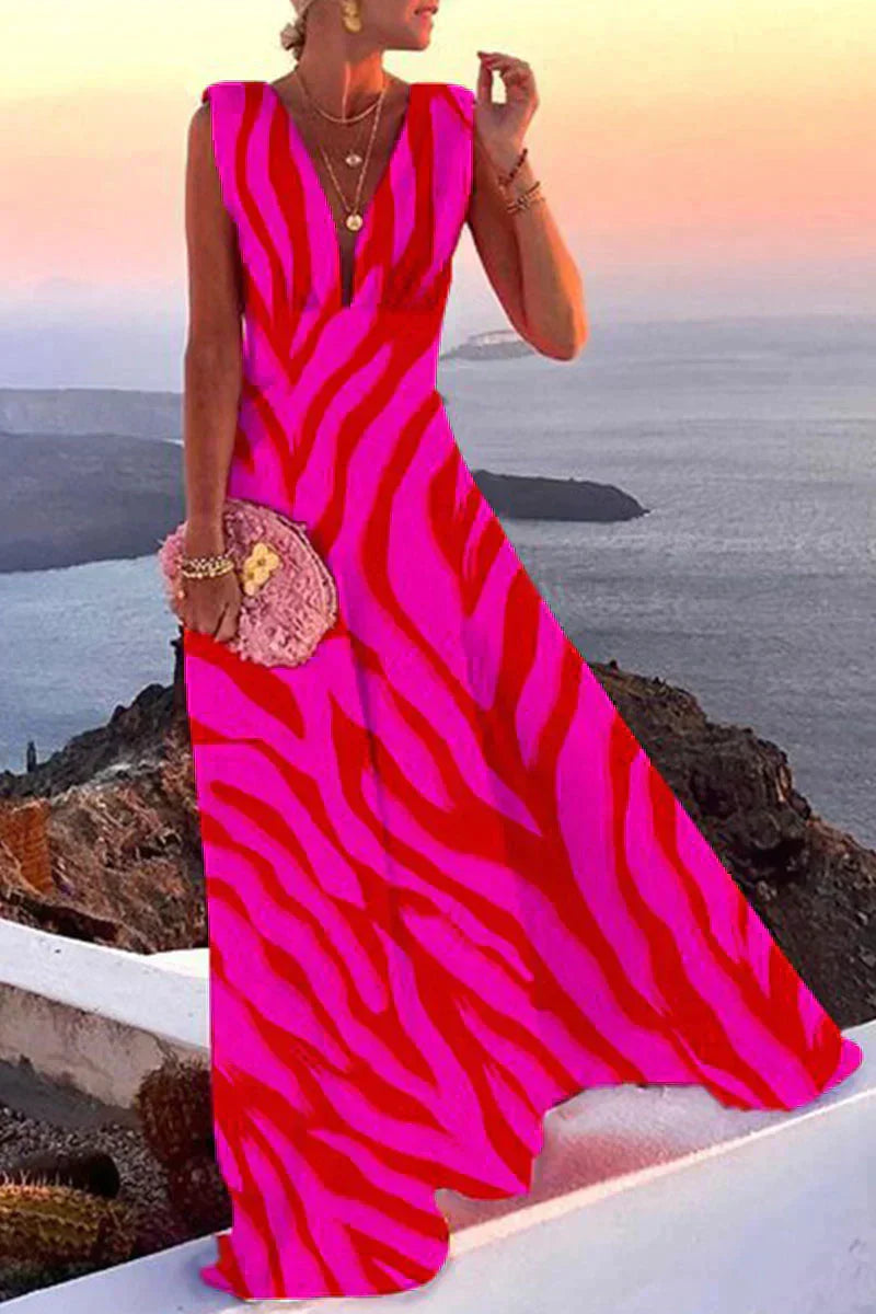 Ärmelloses Sommerkleid Damen | taillierte Passform | luftig | atmungsaktiv-Rosa/Rot-S-Luzern Mode