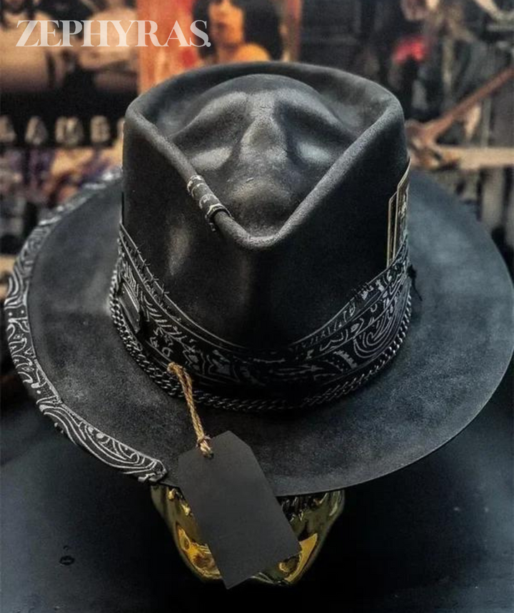 Herren Fedora Hut mit Bandana und Kordel-Detail-Luzern Mode
