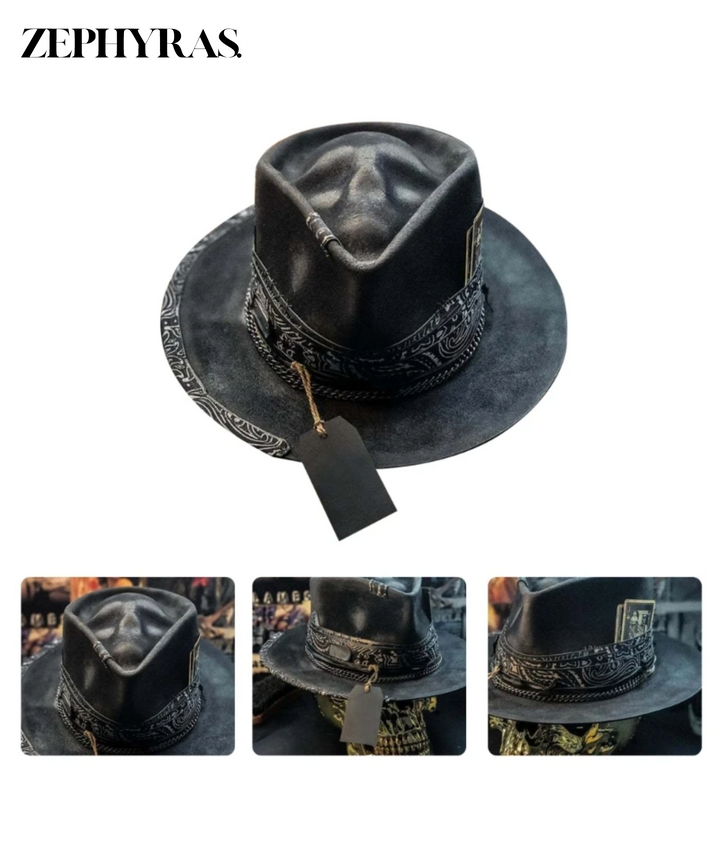 Herren Fedora Hut mit Bandana und Kordel-Detail-Luzern Mode