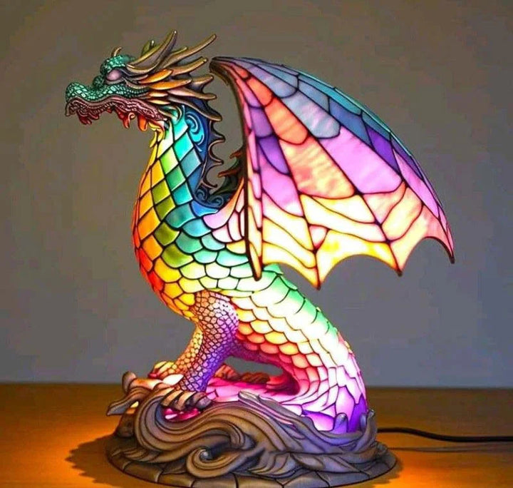 Tischlampe | Kunst Buntglas Tiermotive Einzigartig Stilvoll Vielseitig-DRACHEN-15CM-Luzern Mode