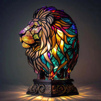 Tischlampe | Kunst Buntglas Tiermotive Einzigartig Stilvoll Vielseitig-LÖWE-15CM-Luzern Mode