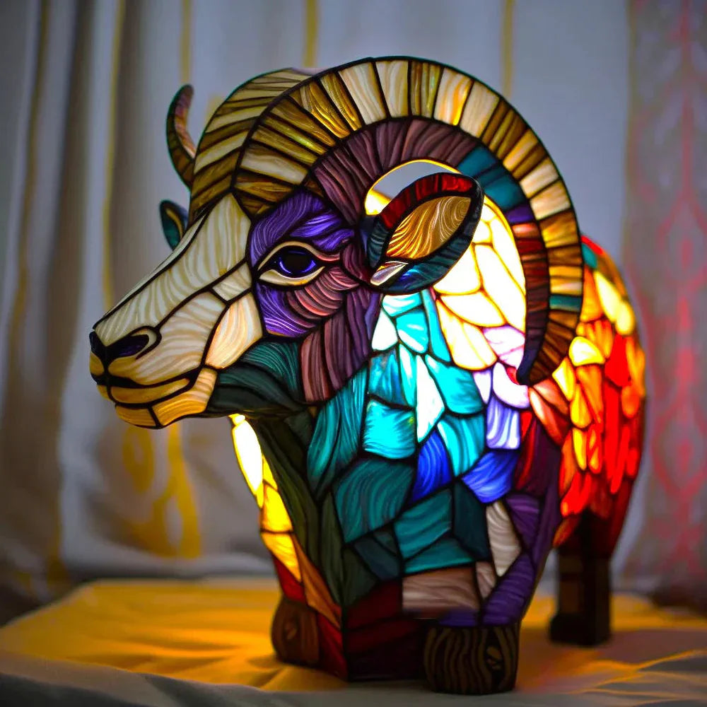 Tischlampe | Kunst Buntglas Tiermotive Einzigartig Stilvoll Vielseitig-SCHAF-15CM-Luzern Mode
