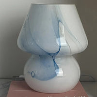 Glas-Tischlampe | Pilzform Stilvoll Vielseitig Langlebig LED-Blaues Muster-Luzern Mode