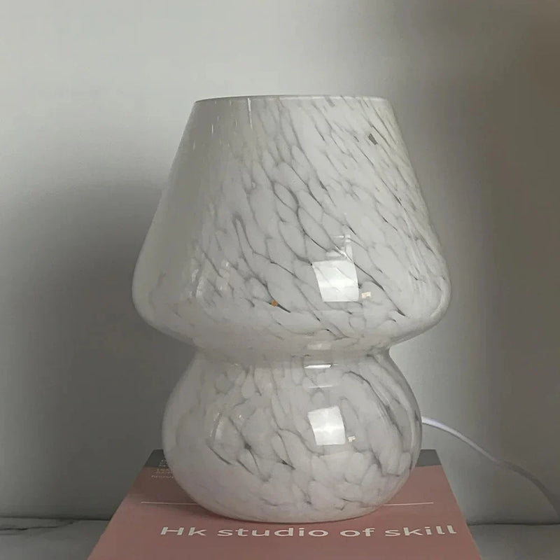 Glas-Tischlampe | Pilzform Stilvoll Vielseitig Langlebig LED-Weißer Punkt-Luzern Mode