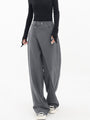 Asymmetrische Baggy Hose Damen - Modische Weite Passform-Grau-S (36)-Luzern Mode
