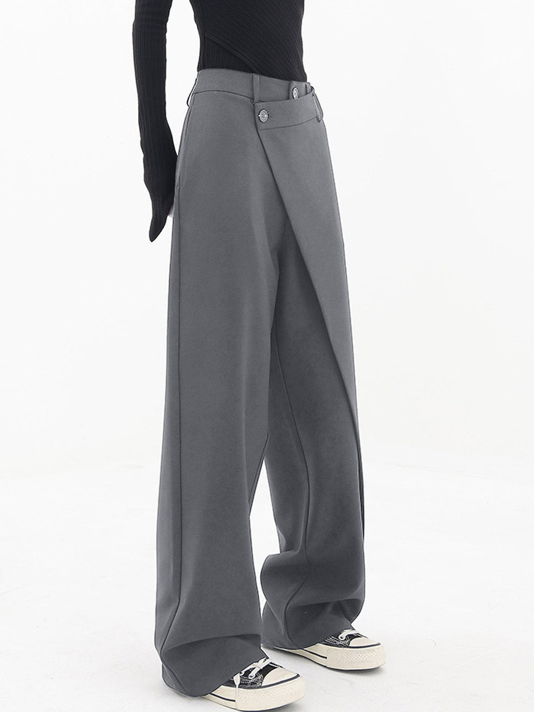 Asymmetrische Baggy Hose Damen - Modische Weite Passform-Luzern Mode