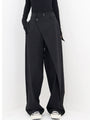 Asymmetrische Baggy Hose Damen - Modische Weite Passform-Schwarz-S (36)-Luzern Mode