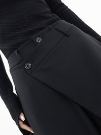 Baggy Damenhose | Asymmetrisch | Einfarbig | Doppelt Knopf | Atmungsaktiv-Luzern Mode